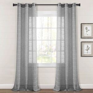 Lush Decor - Set of 2 (84"x38") Farmhouse Textured Grommet Shee Dark Gray